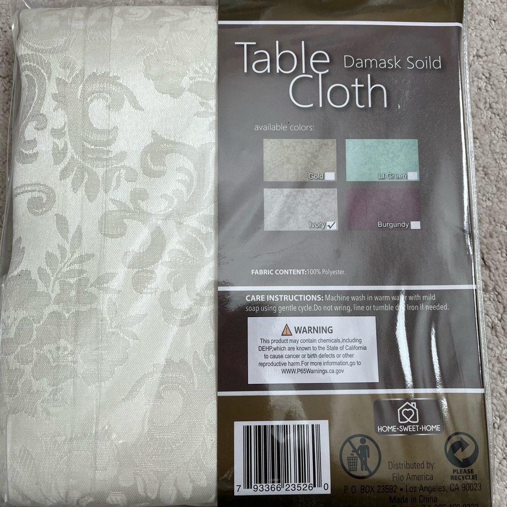 Ivory Damask Tablecloth